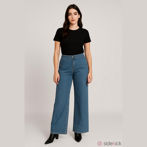 Lafayette 148 Wide Leg Denim Trousers Women Size 14 Classic High Waisted Jeans